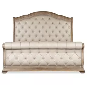 Marisol Fawn and Cream King Leather Upholstered Sleigh Bed
