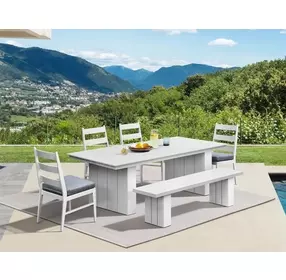 Nash Outdoor Dining Buff Outdoor Rectangular Dining Room Set