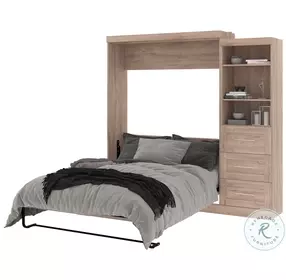 Pur Rustic Brown 90" Queen Murphy Bed and Storage Unit with Drawers