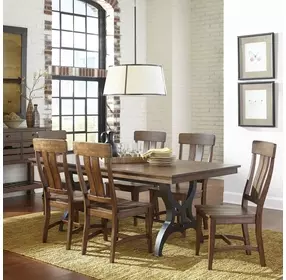 District Copper and Black Extendable Rectangular Dining Room Set