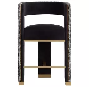 Adamina Abbington Black and Hobbes Night Upholstered Counter Height Stool