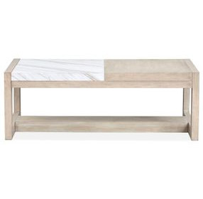 Preston Gallery Buff and Antique Silver Rectangular Marble Top Cocktail Table