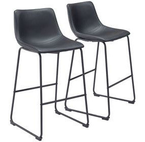 Smart Black and Black Bar Stool Set of 2