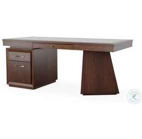 Compositions Black Glass And Walnut Desk