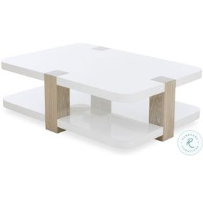 Cadence White Lacquered And Sand Cerused Cocktail Table