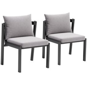 Horizon Gray Performance Fabric Outdoor Dining Chair Set Of 2