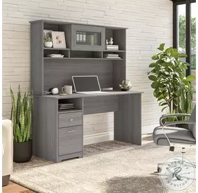 Cabot Modern Gray 60" Computer Home Office Set with Hutch