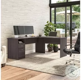 Cabot Heather Gray 72" L Shaped Home Office Set with Drawers