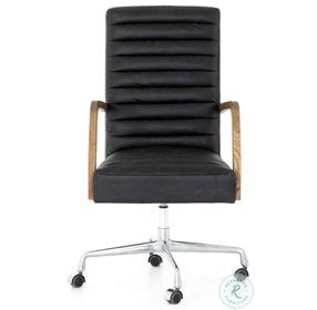 Bryson Smoke Channeled Leather Desk Chair