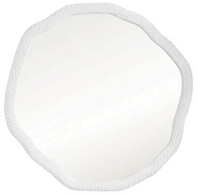 Cadence Textured Matte White Round Metal Wall Mirror