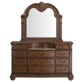 Concerto Brown 8 Drawer Dresser and Arched Mirror