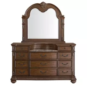Concerto Brown 8 Drawer Dresser and Arched Mirror