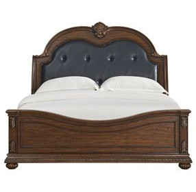 Concerto Black and Brown King Upholstered Panel Bed