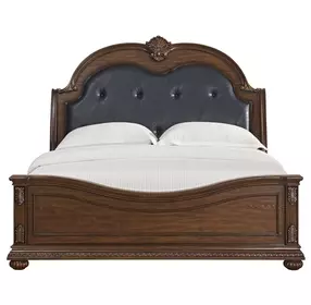 Concerto Black and Brown King Upholstered Panel Bed