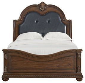 Concerto Black and Brown Queen Upholstered Panel Bed