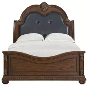 Concerto Black and Brown Queen Upholstered Panel Bed