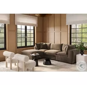 Cali Chocolate Brown Performance Velvet Modular Large Sectional