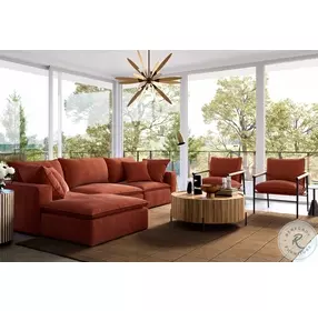 Cali Rust Performance Fabric Modular Sectional
