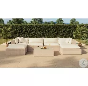 Cali Natural Modular Outdoor U Shape Sectional with Chaise