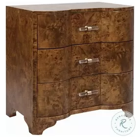 Calvin Dark Burl Wood 3 Drawer Side Table