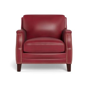 Camden Cranberry Leather Upholstered Accent Chair with Nailhead Trim