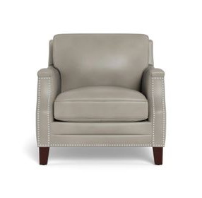 Camden Stone Leather Upholstered Accent Chair with Nailhead Trim