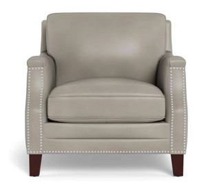 Camden Stone Leather Upholstered Accent Chair with Nailhead Trim