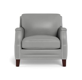 Camden Silver Leather Upholstered Accent Chair with Nailhead Trim