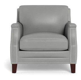 Camden Silver Leather Upholstered Accent Chair with Nailhead Trim