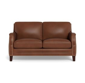 Camden Pecan Leather 61" Loveseat with Nailhead Trim