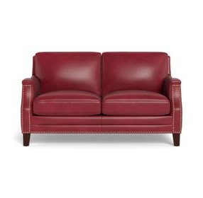 Camden Cranberry Leather 61" Loveseat with Nailhead Trim