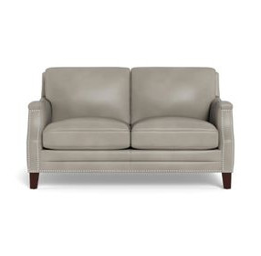 Camden Stone Leather 61" Loveseat with Nailhead Trim