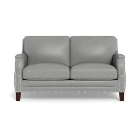 Camden Silver Leather 61" Loveseat with Nailhead Trim