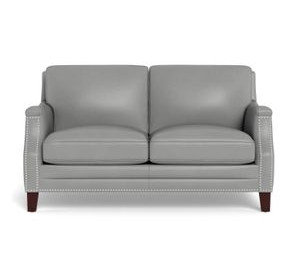 Camden Silver Leather 61" Loveseat with Nailhead Trim