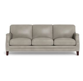 Camden Stone Leather 87" Sofa with Nailhead Trim