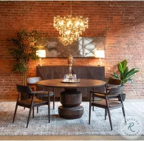 Oxford Walnut Mango Wood 60" Round Dining Room Set