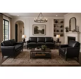 Camden Black Leather Living Room Set