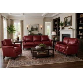 Camden Cranberry Leather Living Room Set