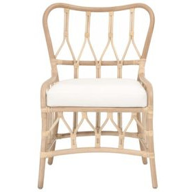 Caprice Blanche Natural Rattan Upholstered Dining Chair Set of 2