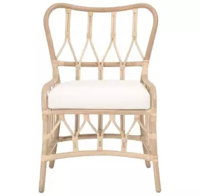 Caprice Blanche Natural Rattan Upholstered Dining Chair Set of 2