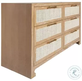 Carla Cerused Oak 6 Drawer Cane Front Dresser