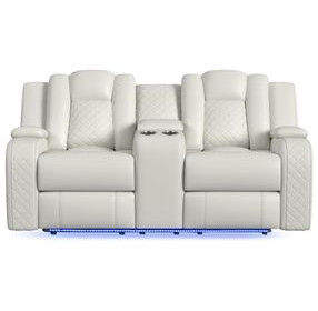 Amias Oyster 75" Power Reclining Loveseat with USB Charging and LED