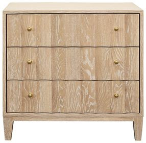 Carmack Cerused Oak Rectangular 3 Drawer Side Table