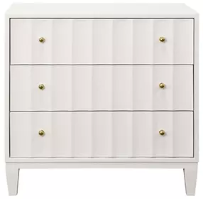 Carmack Matte White Lacquer Soft Close 3 Drawer Side Table With Fluted Detail