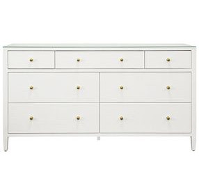 Carnegie Textured White Linen 7 Drawer Dresser
