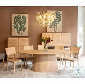 Calabasas Natural White Oval 86" Dining Room Set