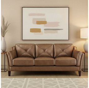 Cassie Latte Leather 84" Sofa