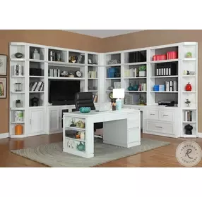 Catalina Cottage White 12 Piece Library Wall with Worksation