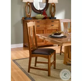 Cattail Bungalow Warm Amber Leather Side Chair Set of 2