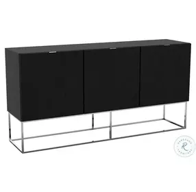 Vizzione Dark Gray Oak And High Polished Stainless Steel Buffet